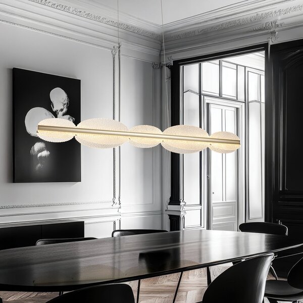 Viokef LED-visoka svetilka Evana v srebrni barvi, dolžina 120 cm, kovinska, Prozorna, Dnevna soba / jedilnica, Kovina