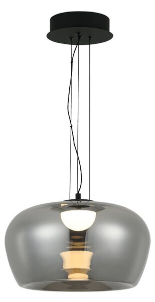 Viokef LED-visoka svetilka Nadia, premer 16 cm, dimno siva, steklo, Siva, Dnevna soba / jedilnica, Steklo