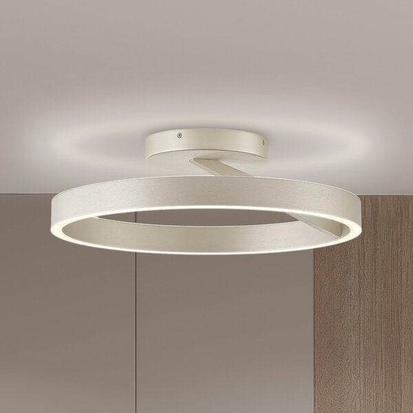 Viokef LED-stropna svetilka Saturn, premer 50 cm, kremno-srebrna, kovinska, zatemnjen, Bež, Dnevna soba / jedilnica, Kovina, Sodobni