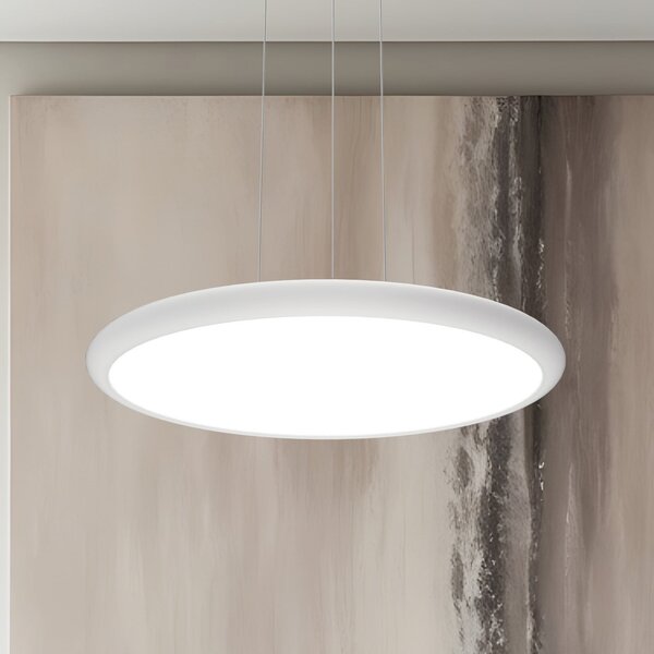 Viokef LED-visoka svetilka Benett, bela, Ø 50 cm, kovina/akril, zatemnjen, Bela, Dnevna soba / jedilnica, Aluminij, Sodobni