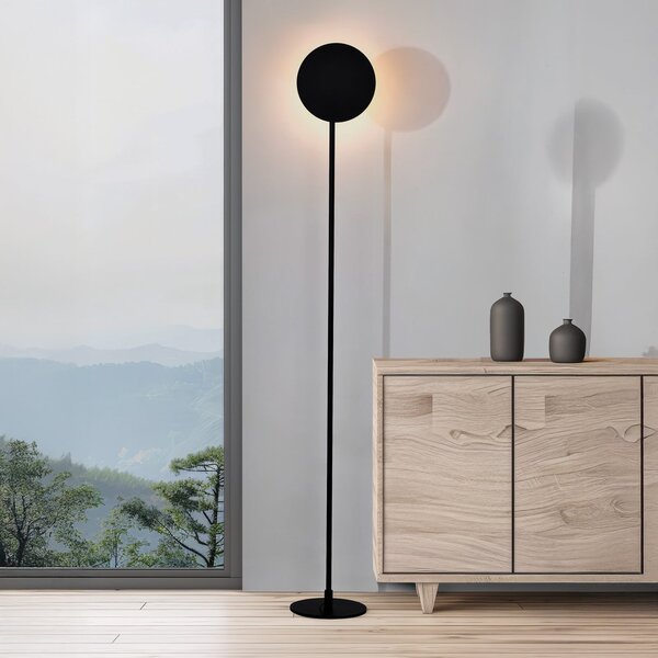 Viokef LED-stoječa svetilka Isabel, črna, višina 168 cm, kovina, Črna, Dnevna soba / jedilnica, Aluminij, Sodobni