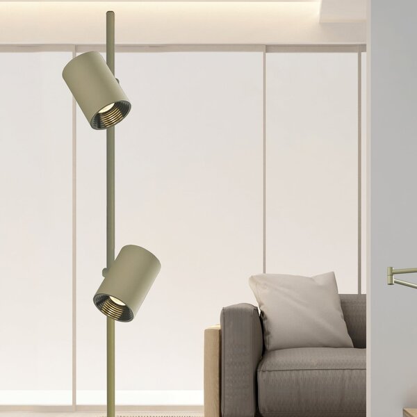 Viokef LED-stoječa svetilka Melina, olivno zelena, višina 162 cm, kovinska, z, zatemnjen, Zelena, Dnevna soba / jedilnica, Aluminij, Sodobni