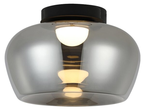 Viokef LED-stropna svetilka Nadia, premer 38 cm, dimno siva, steklo, Siva, Dnevna soba / jedilnica, Steklo