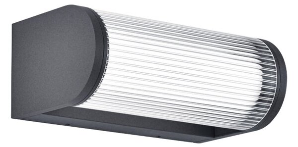 Viokef Zunanja LED-stenna svetilka Monaco, temno siva, širina 25 cm, kovinska, Siva, Aluminij, Sodobni