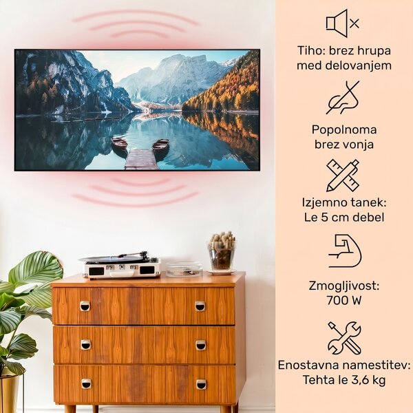 Klarstein Wonderwall Air Art Smart, infrardeči grelec, vodoravno morje, 120 x 60 cm, 700 W