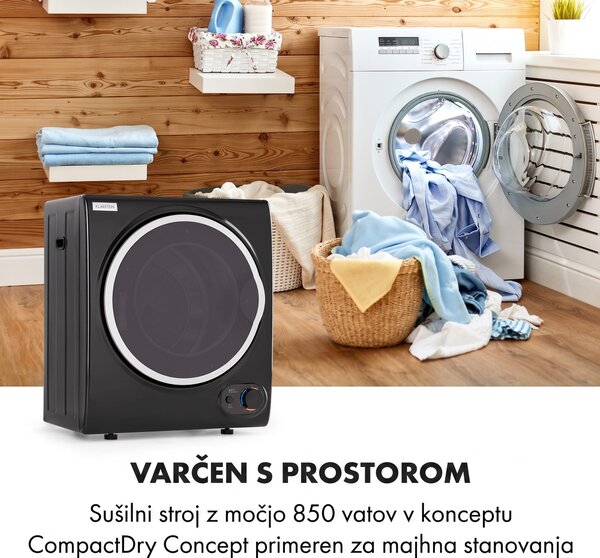 Klarstein Jet Set 2500, sušilni stroj, sušilec z razvlaževalnikom zraka, 850 W, TEE C, 2,5 kg, 50 cm, črna