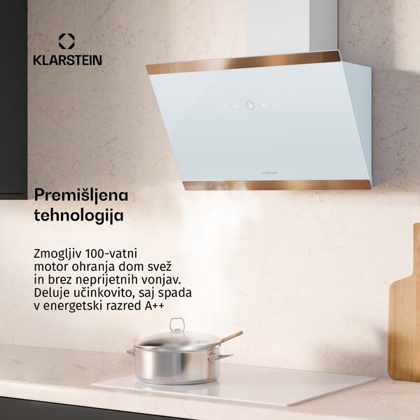 Klarstein FlashLine 60 kuhinjska napa, A++, 578 m³/h, 3 stopnje, dotik, tiho, LED, ekstrakcija/recirkulacija, 100 W