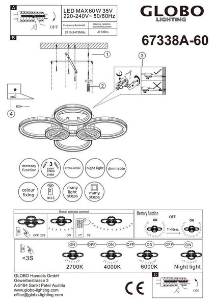 STROPNA LED-SVETILKA KORA 2700-6000 K 230 V
