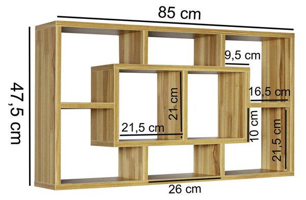 STENSKI REGAL 85/47,5/16 cm barve bukve
