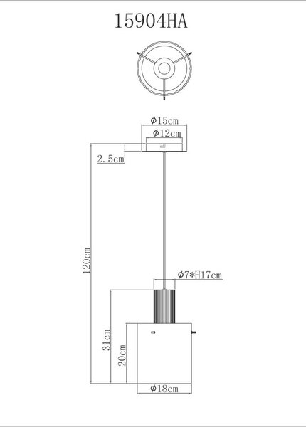 VISEČA SVETILKA TULIVAR 18/120 cm E27