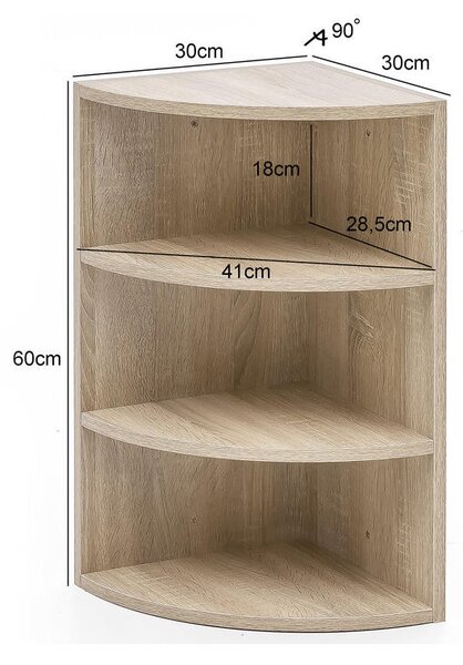 KOTNI REGAL 30/60/30 cm barve hrasta