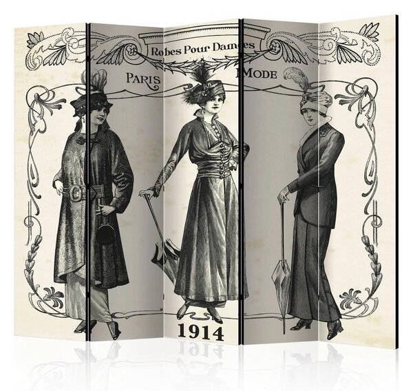 Artgeist Paravan Dress 1914 I, 5-Delni, Dvostranski