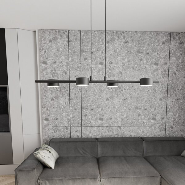 EMIBIG LIGHTING Stropni žaromet Sora, dolžina 80 cm, kovina, 4-krilni., zatemnjen, Črna, Dnevna soba / jedilnica, Kovina, Sodobni