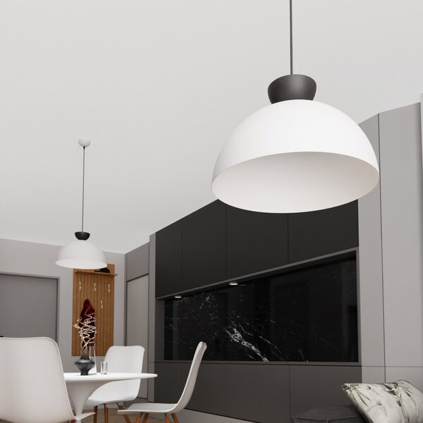 EMIBIG LIGHTING Lestenec Lunaro, bel, Ø 40 cm, kovina, zatemnjen, Bela, Dnevna soba / jedilnica, Kovina, Sodobni