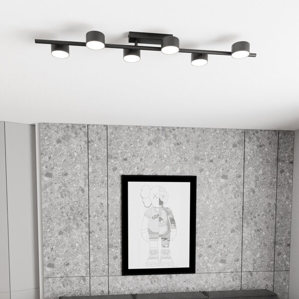EMIBIG LIGHTING Stropni žaromet Bet, dolžina 100 cm, črn, kovina, 6-kraki., zatemnjen, Črna, Dnevna soba / jedilnica, Kovina, Sodobni