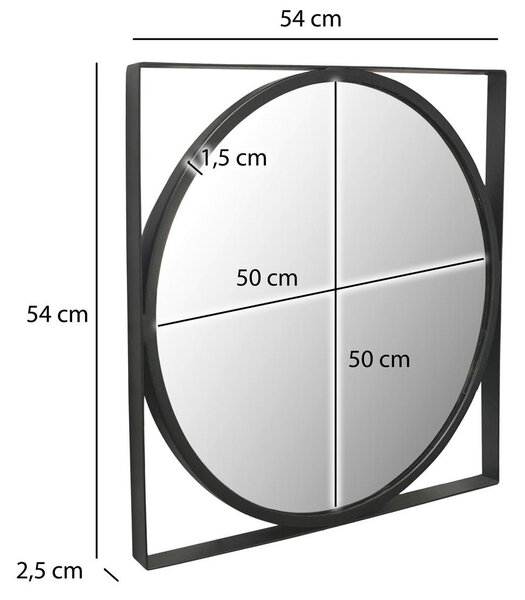 STENSKO OGLEDALO, 54/54/2,5 cm steklo