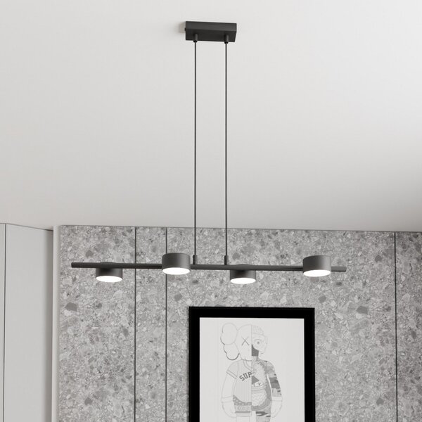 EMIBIG LIGHTING Stropni žaromet Sora, dolžina 80 cm, kovina, 4-krilni., zatemnjen, Črna, Dnevna soba / jedilnica, Kovina, Sodobni
