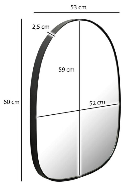 STENSKO OGLEDALO, 53/60/2,5 cm steklo