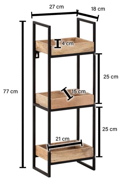 STENSKI REGAL 27/77/18 cm rjava, črna