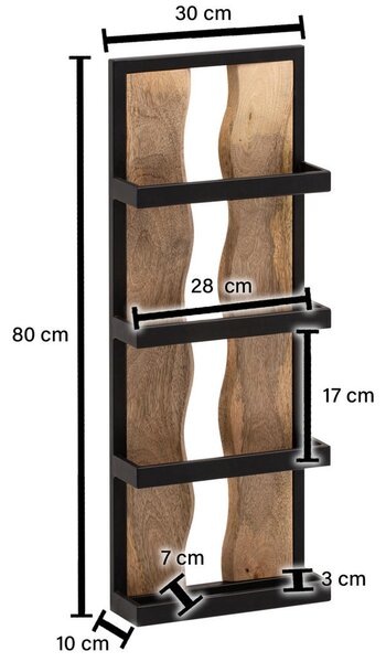 STENSKI REGAL 80/30/10 cm rjava, črna