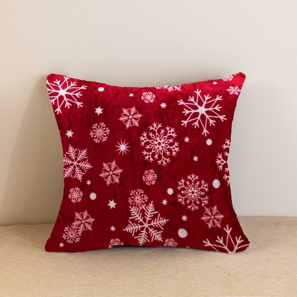 Mikropliš prevleka za blazino SNOWFALL 45x45 cm, rdeča