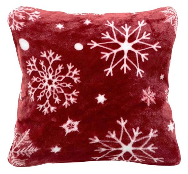 Mikropliš prevleka za blazino SNOWFALL 45x45 cm, rdeča