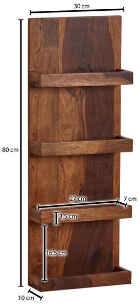 STENSKI REGAL 30/80/10 cm barve indijskega rožnega lesa