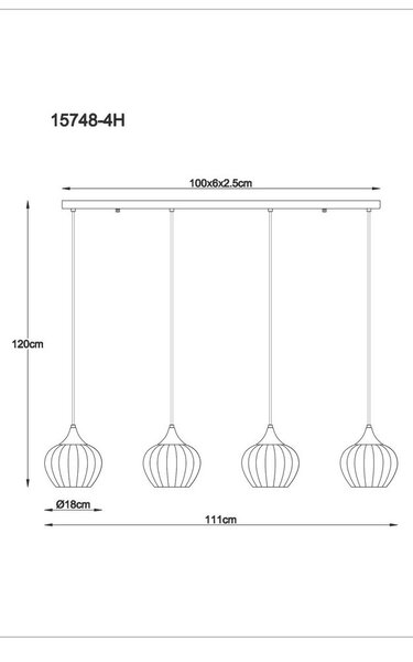 VISEČA SVETILKA SANDER 111/18/120 cm E27