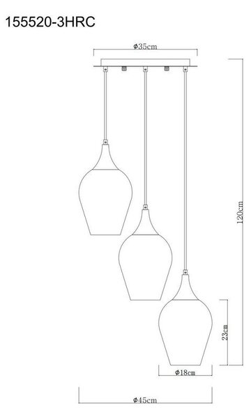 VISEČA SVETILKA LAVUS 45/120 cm E27