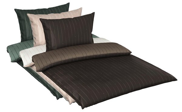 OBOJESTRANSKA POSTELJNINA STRIPES DK 140/200 cm saten rjava