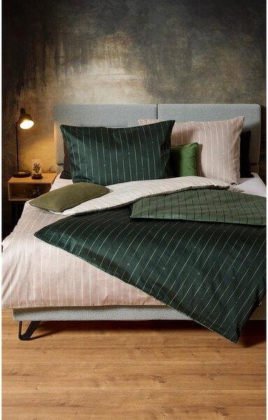 OBOJESTRANSKA POSTELJNINA STRIPES DK 140/200 cm saten zelena