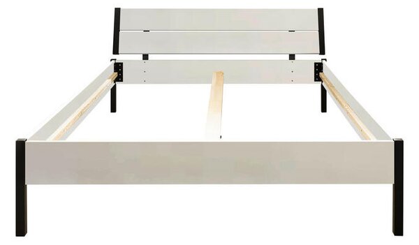 FUTONSKA POSTELJA 140 cm x 200 cm , kovina, leseni material bela