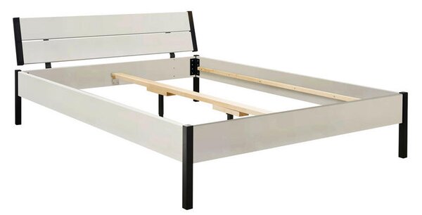 FUTONSKA POSTELJA 140 cm x 200 cm , kovina, leseni material bela