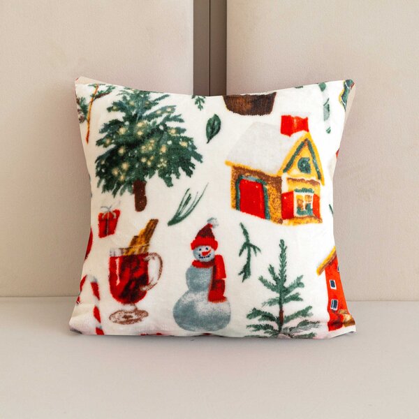 Prevleka za blazino mikropliš FESTIVE MAGIC 45x45 cm, bela