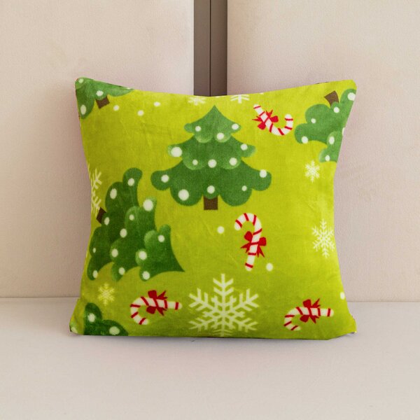 Prevleka za blazino mikropliš CHRISTMAS TREE 45x45 cm, zelena