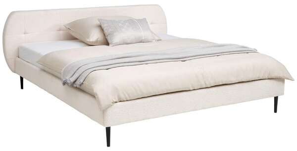 OBLAZINJENA POSTELJA 180 cm x 200 cm , les, kovina, tekstil naravne barve