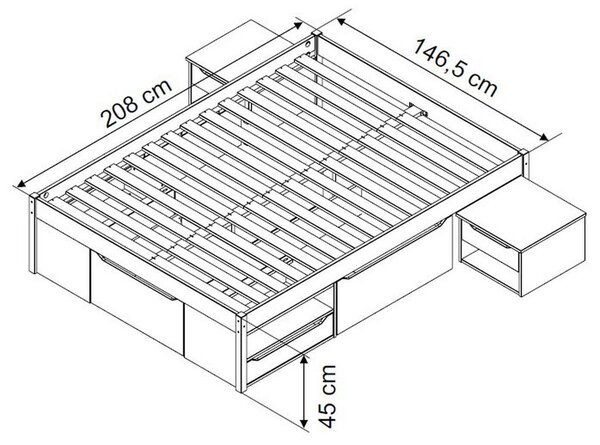 POSTELJA S PREDALOM 140 cm x 200 cm , siva