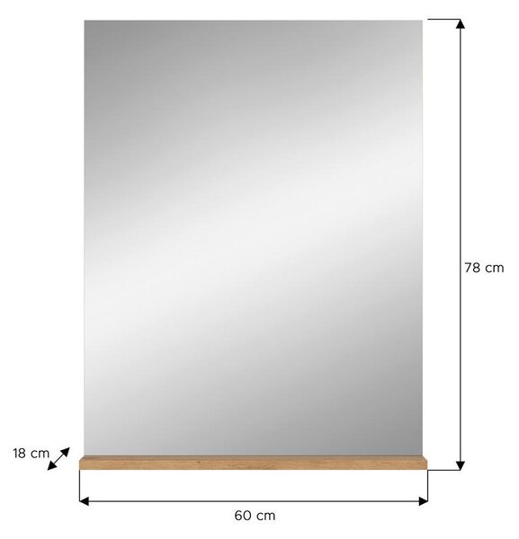 STENSKO OGLEDALO, 60/79/18 cm steklo, leseni material
