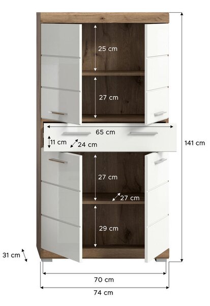 SREDNJE VISOKA OMARA 74/141/31 cm