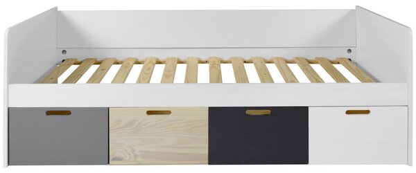 POSTELJA S PREDALOM 90,0 cm x 200,0 cm , siva, naravne barve, črna