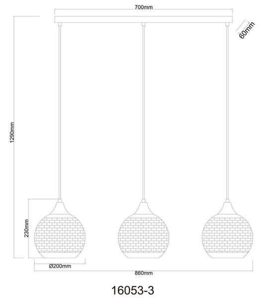 VISEČA SVETILKA LOURDES 86/20/129 cm E27