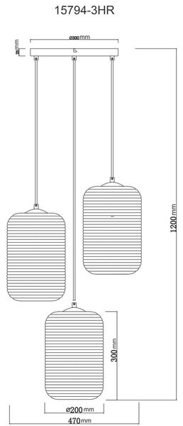 VISEČA SVETILKA JEFREY 47/120 cm E27