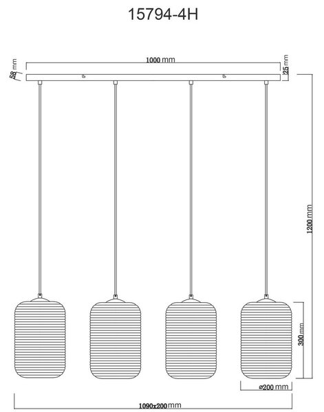 VISEČA SVETILKA JEFREY 100/18/120 cm E27