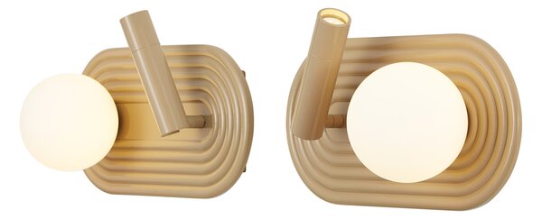 Komplet 2 retro stenskih svetilk taupe, vključno z LED, 3-stopenjsko zatemnilne in USB-C - Lila