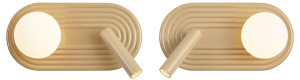 Komplet 2 retro stenskih svetilk taupe, vključno z LED, 3-stopenjsko zatemnilne in USB-C - Lila