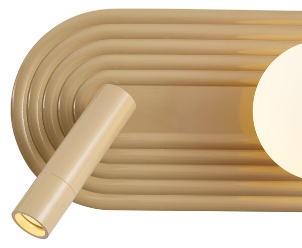 Komplet 2 retro stenskih svetilk taupe, vključno z LED, 3-stopenjsko zatemnilne in USB-C - Lila