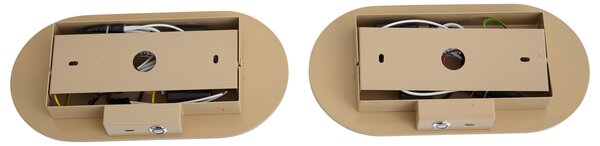 Komplet 2 retro stenskih svetilk taupe, vključno z LED, 3-stopenjsko zatemnilne in USB-C - Lila