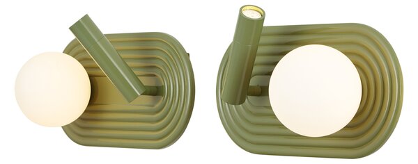 Komplet 2 zelenih stenskih svetilk vključno z LED 3-stopenjsko zatemnitvijo in USB-C - Lila