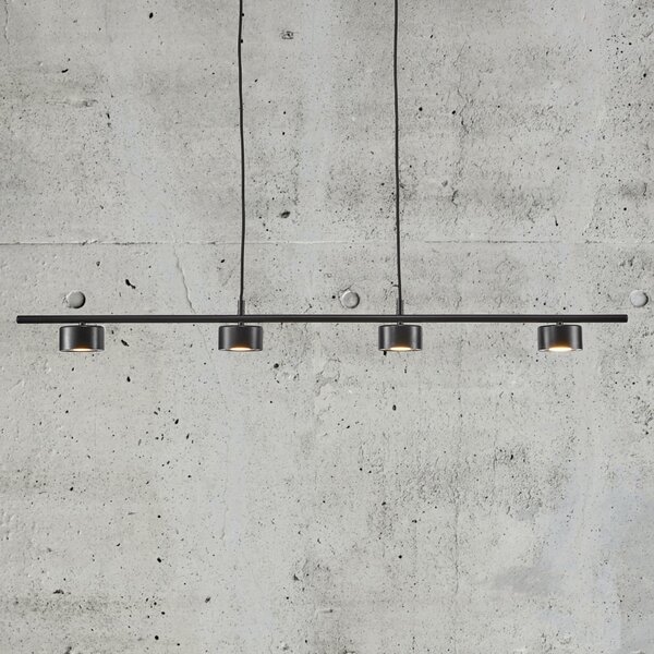 Nordlux LED-visoka svetilka Clyde, štirisvetilna, črna, dolžina 115 cm, zatemnjen, Črna, Dnevna soba / jedilnica, Kovina, Sodobni