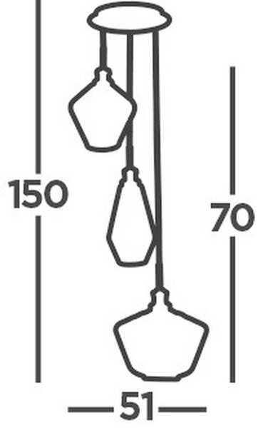 VISEČA SVETILKA Mia 51/150 cm E27
